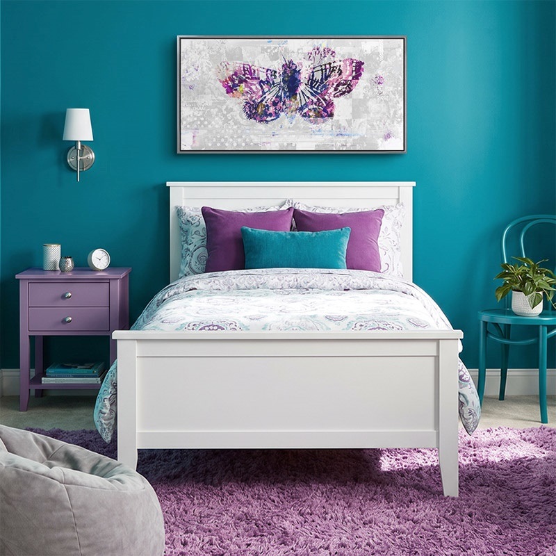 Floating framed print of a painting of a teacup in a bright kitchen