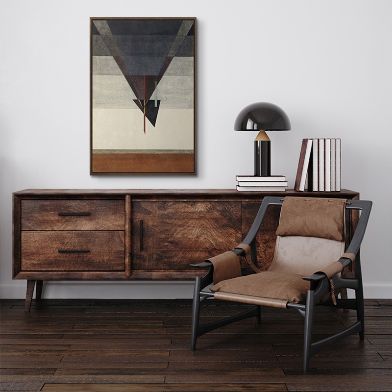 floating frame canvas print of modern abstract art in a living room