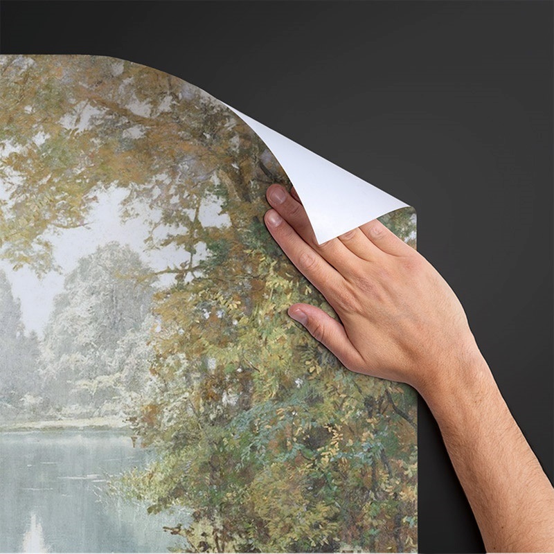 Close up photograph of a wall peel print