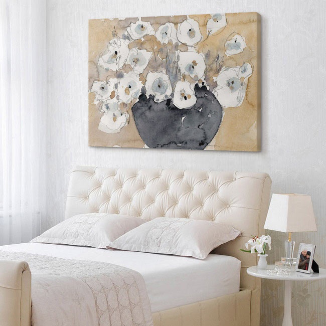 Neutral Floral Art for Traditional Bedroom Décor