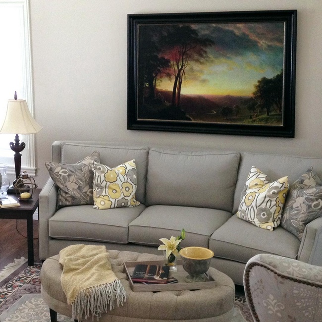 Dark Contrasting Art in a Sunny Living Room