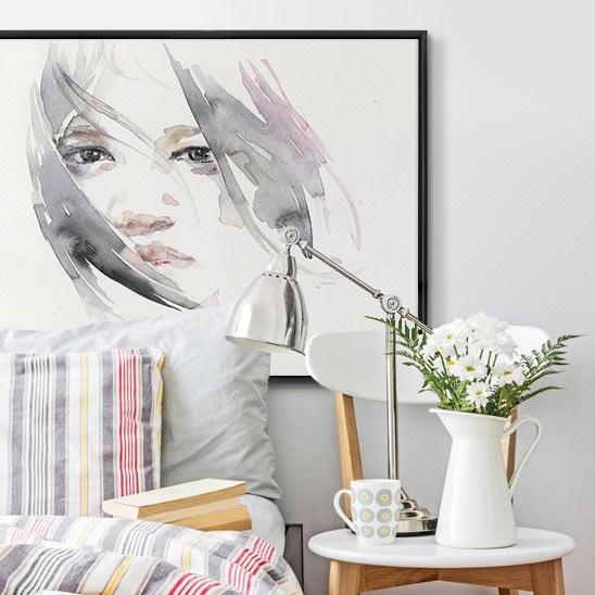 Bedroom Décor with Modern Portrait Art