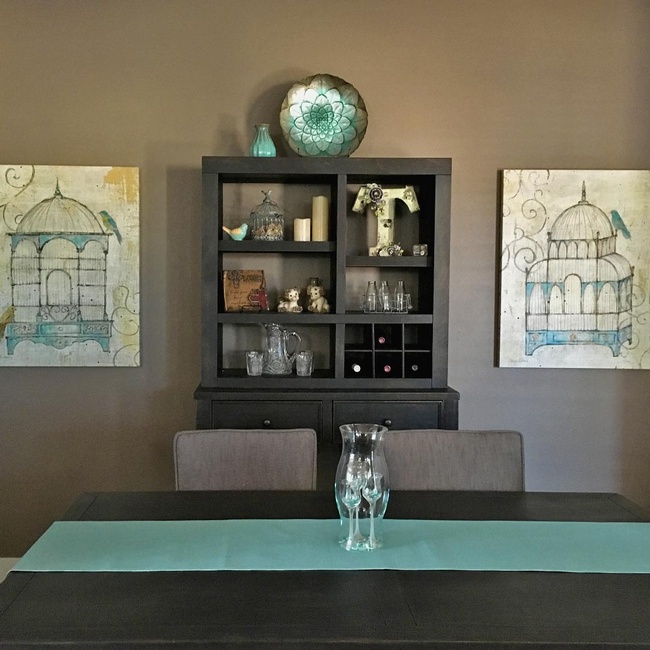 Traditional Dining Room with Bird Art