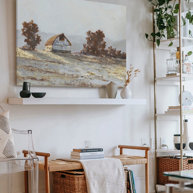 Countryside Landscape in Scandinavian Living Room Décor