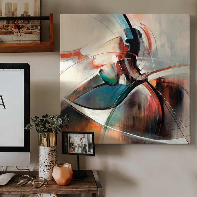Fluid Abstract Art in a Contemporary Home Office