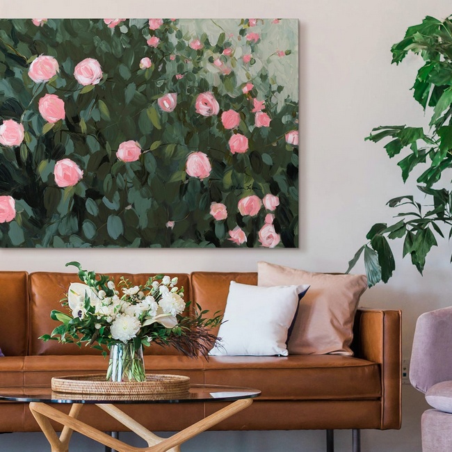 Rose Art for a Mid-Century Living Room