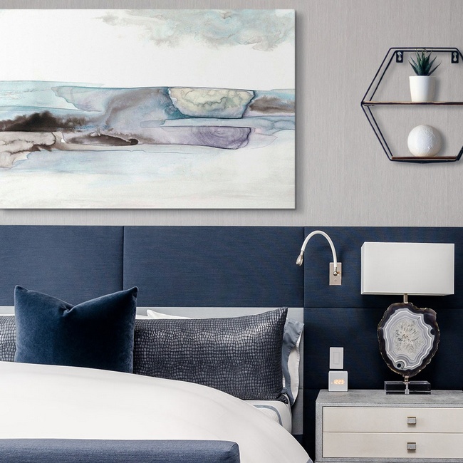 Cool Blue Art for a Glam Bedroom