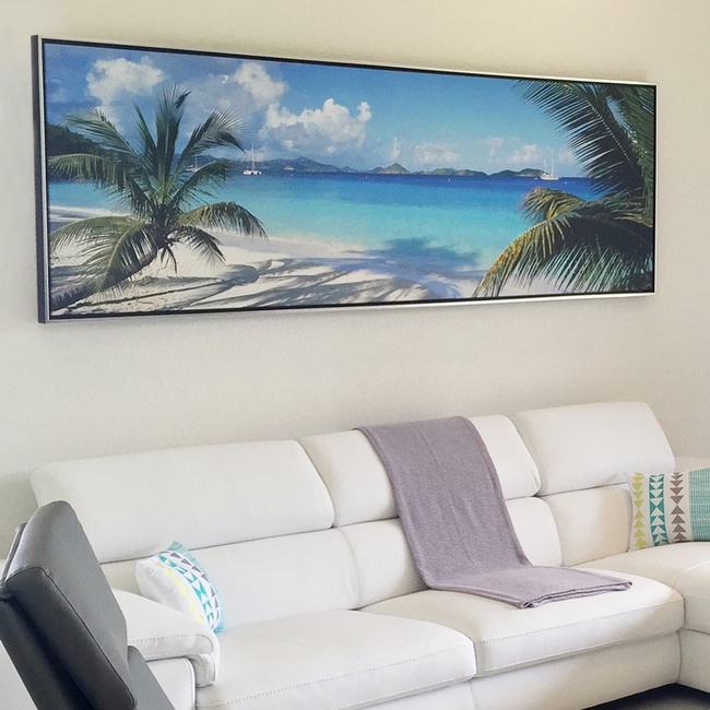 Tropical Panoramic Photo in a Breezy Coastal Living Room