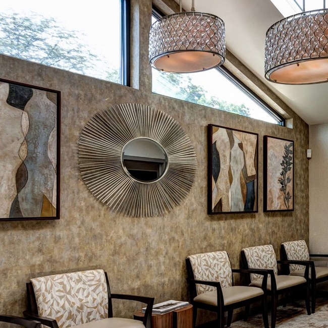 Powerful Neutral Art in a Glam Waiting Room