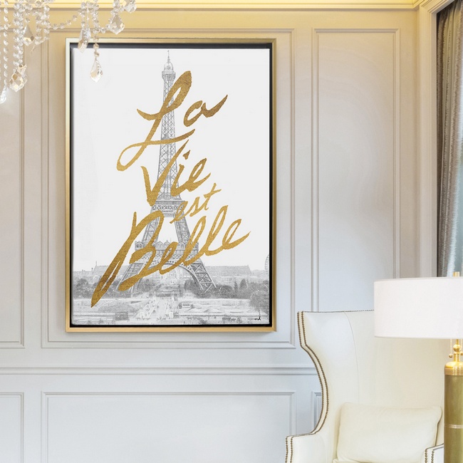 Glam Art in a French-Inspired Living Room
