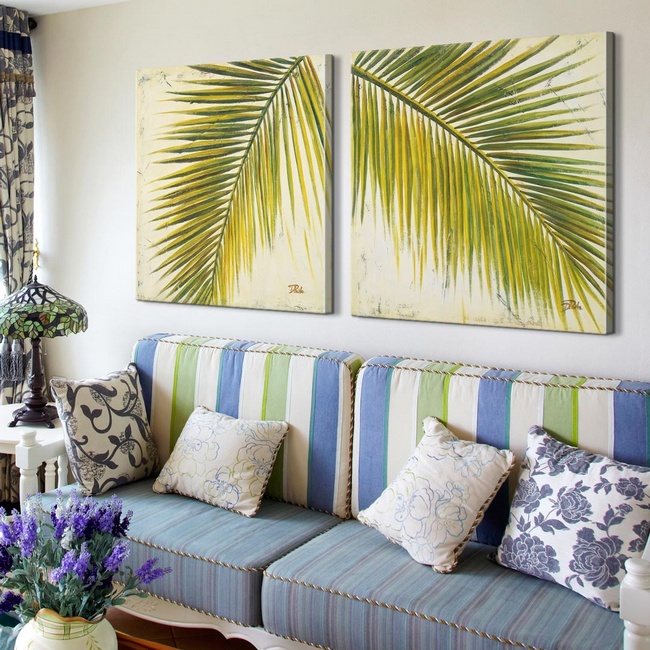 Coastal Living Room with Blue and Green Accents