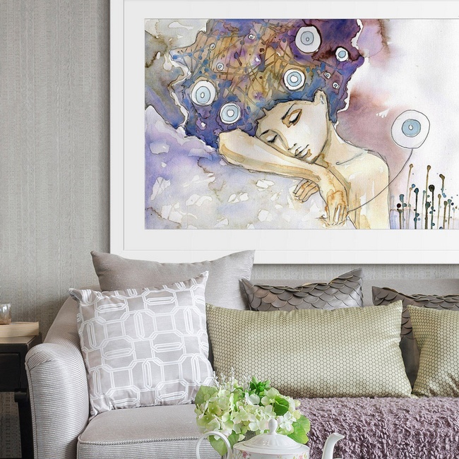 Watercolor Portrait Art for Glam Living Room Style