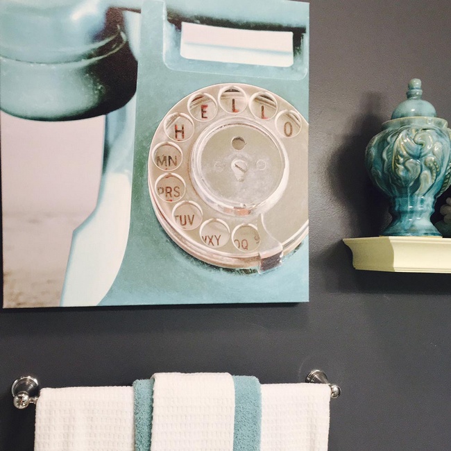 Vintage Photography in a Traditional Powder Room