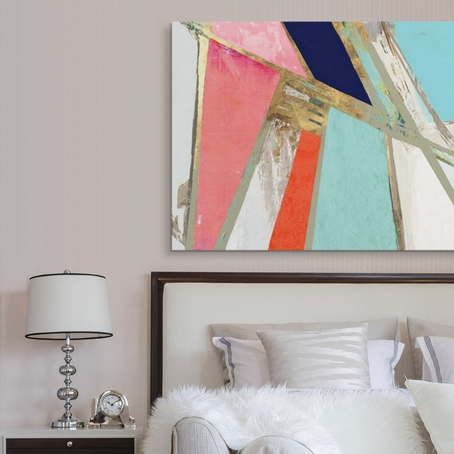 Colorful Geometric Art in a Glam Bedroom