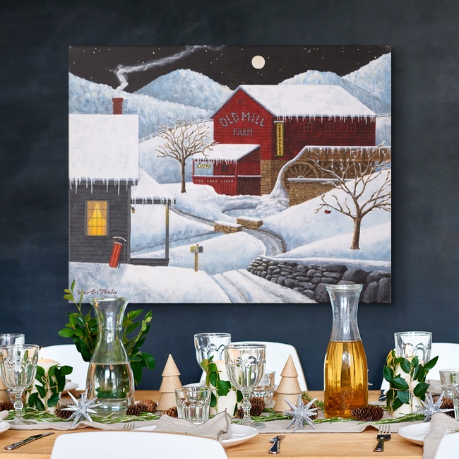 Winter Art in a Holiday Dining Room