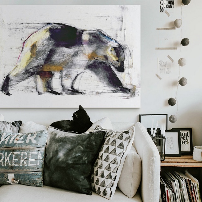 Abstract Animal Art in a Scandinavian Living Room