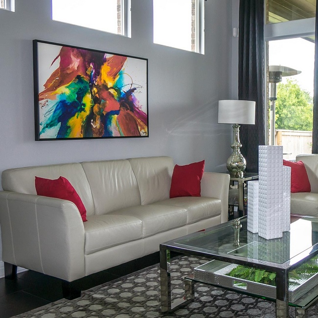 Oversized Abstract Art in a Glamorous Living Room