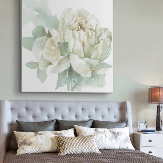 Neutral Floral Art for a Glam Bedroom