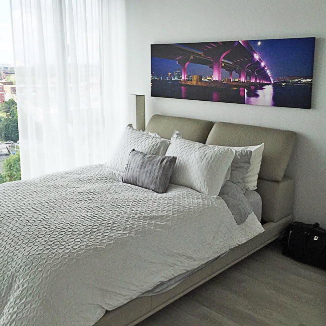 Panoramic Cityscape in a Contemporary Bedroom