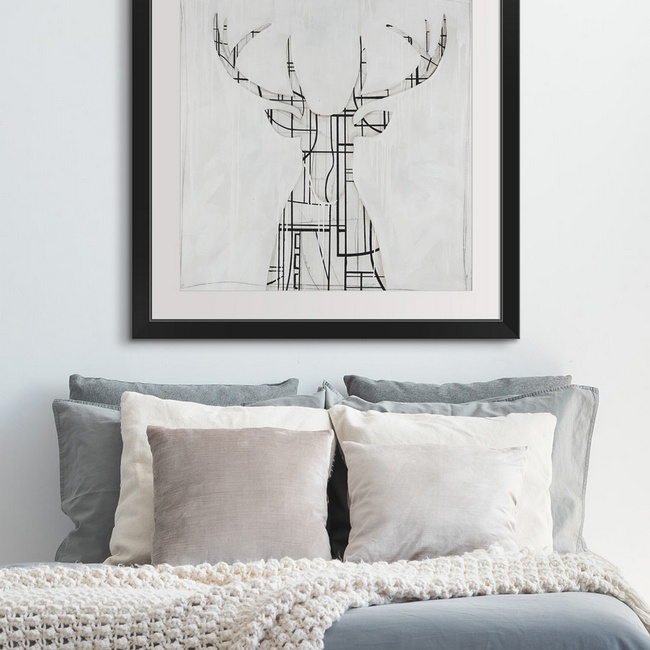 Deer Art in Modern Bedroom