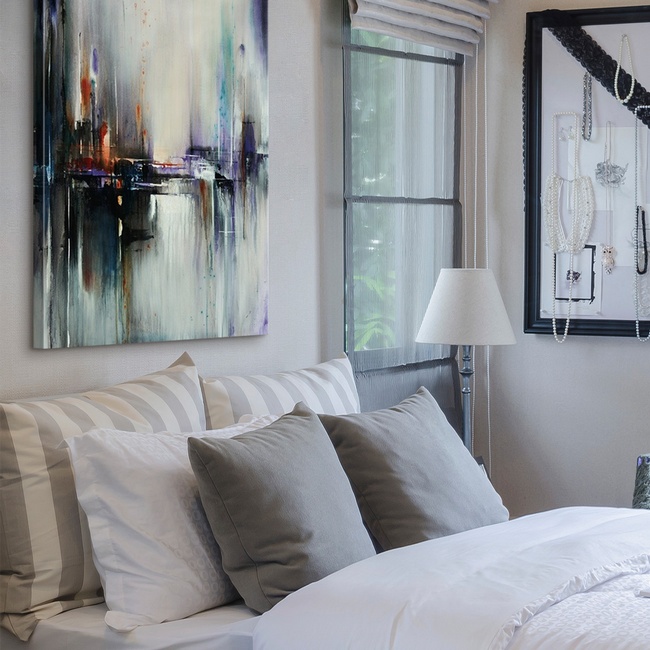 Dramatic Abstract Art Above the Bed