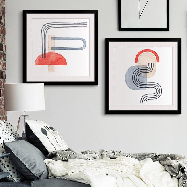 Graphic Geometric Prints for a Modern Bedroom