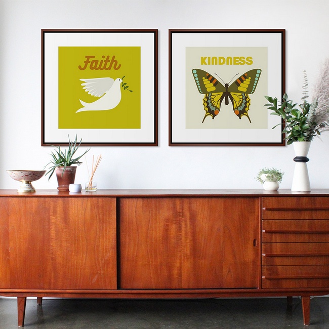Minimalist Art in Mid-Century Dining Room