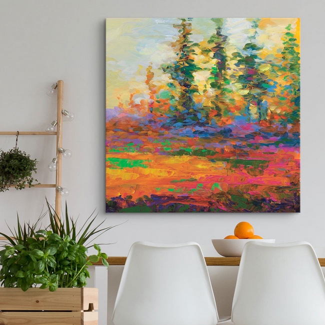Coloful Landscape Art for a Modern Dining Room