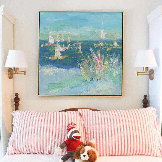 Large Beach Art in Southern Coastal Bedroom