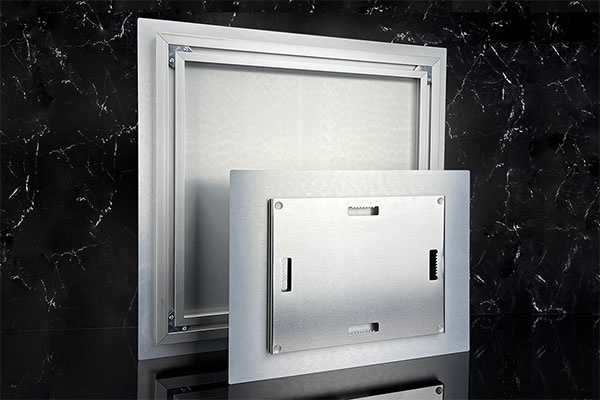 Metal prints from the back with the hanging hardware visible