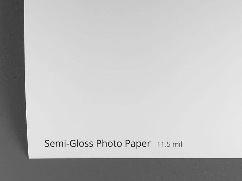 Close-up view of semi-gloss poster paper