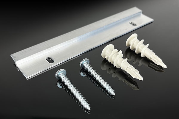 Close-up of hanging hardware for metal prints