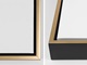image thumbnail of Close-up views of the corners of a canvas with a gold floating frame