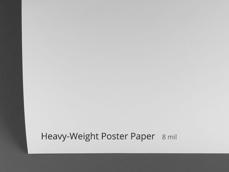 Close-up view of blank heavy-weight poster paper