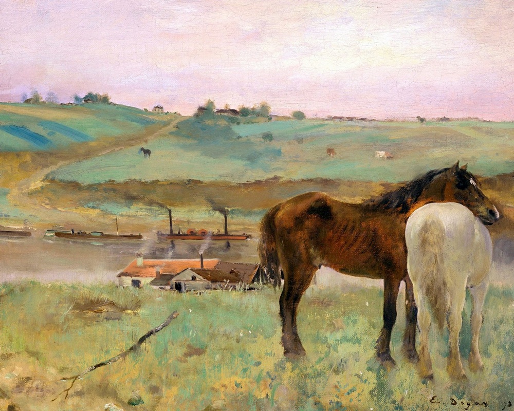 Horses in a Meadow by Edgar Degas