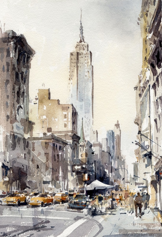 Watercolor Cityscape, cheapest