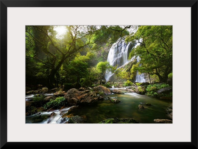 Mountain stream and Waterfall in the autumn