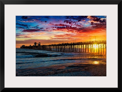 Colorful sunset at the Oceanside Pier