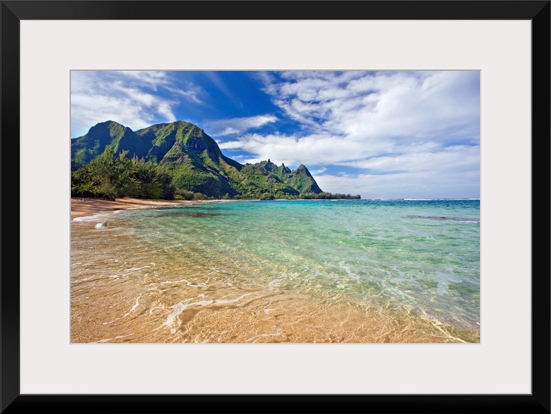 Docor perfect for the home of office off a coast in Hawaii with an immense mountain straight ahead and gorgeous crystal cl...