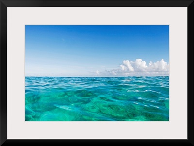 Hawaii, Oahu, View Of Tranquil Ocean With Blue Water