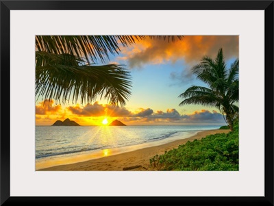 Lanikai Beach With A View Of The Mokulua Islands Off The Coast, Oahu, Hawaii