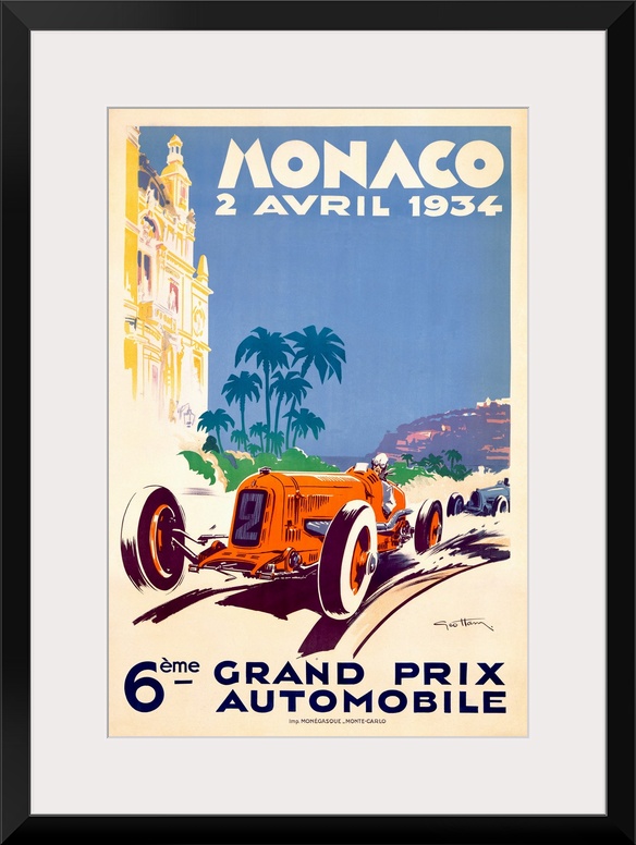 Vintage Auto Poster, Monaco F1 Grand Prix