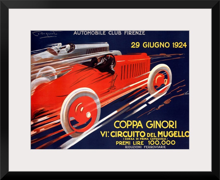 Classic poser illustrating speeding Italian cars.