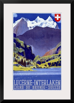 Swiss Alps Lucerne Interlaken, Vintage Poster