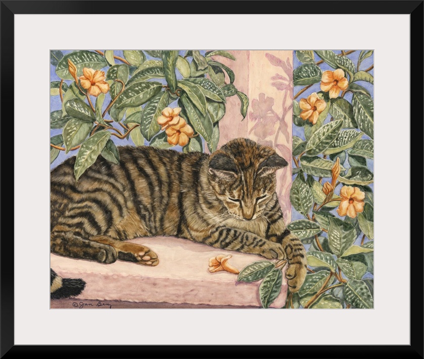 Contemporary colorful cat painting.