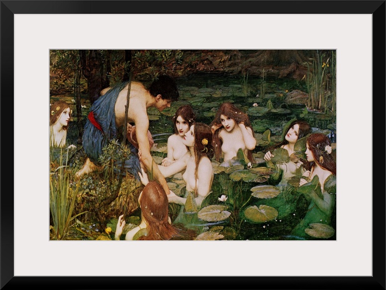 Hylas collecting water, the Nymphs in a pond.