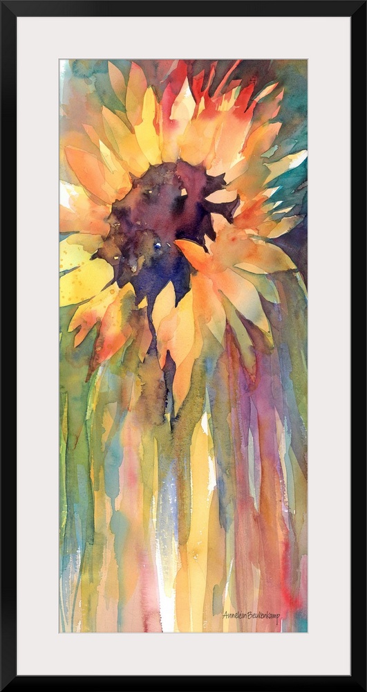 Contemporary watercolor painting of flowers.