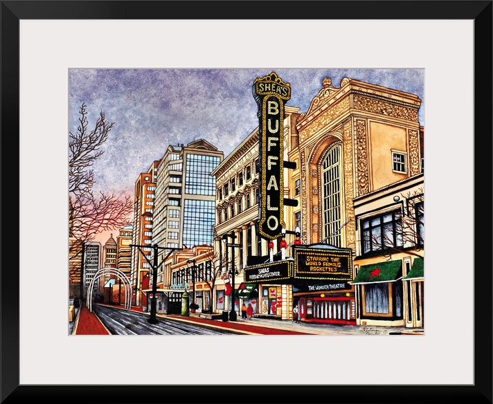 Contemporary painting of a town in Buffalo New York.