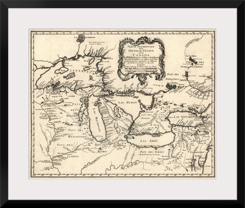 Map of the Great Lakes region, covering the area from Lake Superior to western Quebec, and from Delaware Bay to the Missis...