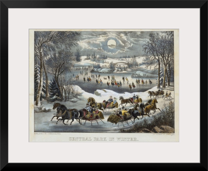 Central Park in Winter, 1877-94 (originally hand-coloured lithograph) by Currier, N. (1813-88) and Ives, J.M. (1824-95)